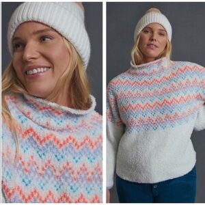 Anthropologie Pilcro Selene sweater in a colorful fair isle patter